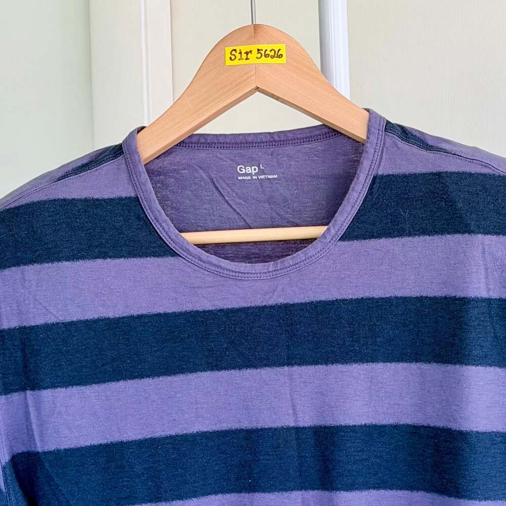 Gap Men's Striped Crew Neck Short Sleeve T-Shirt Large - Picture 6 of 7